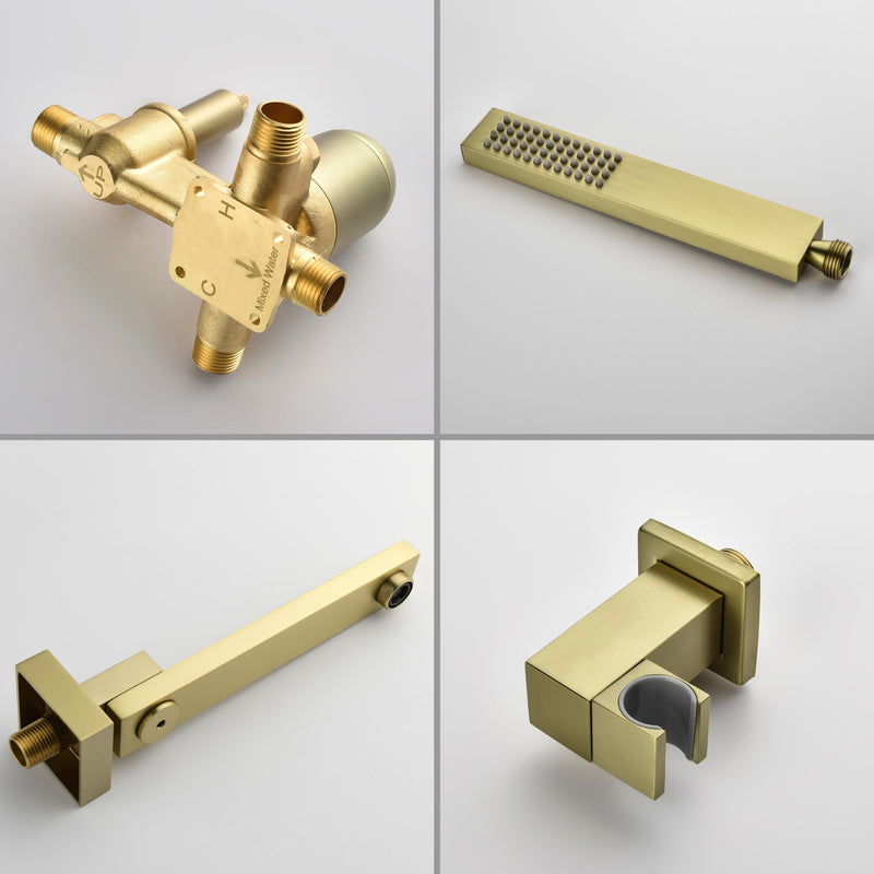 Bathroom Shower System Rainfall Handheld Shower With Faucet Set Tub Spout Wall Mounted Shower Head Trim Kit With Rough-In Valve