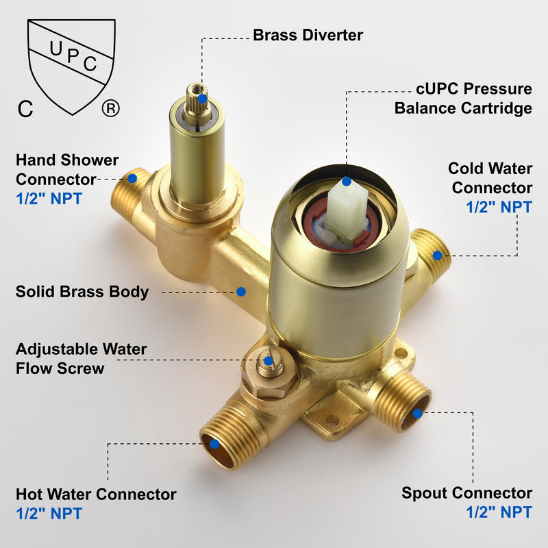 Bathroom Shower System Rainfall Handheld Shower With Faucet Set Tub Spout Wall Mounted Shower Head Trim Kit With Rough-In Valve