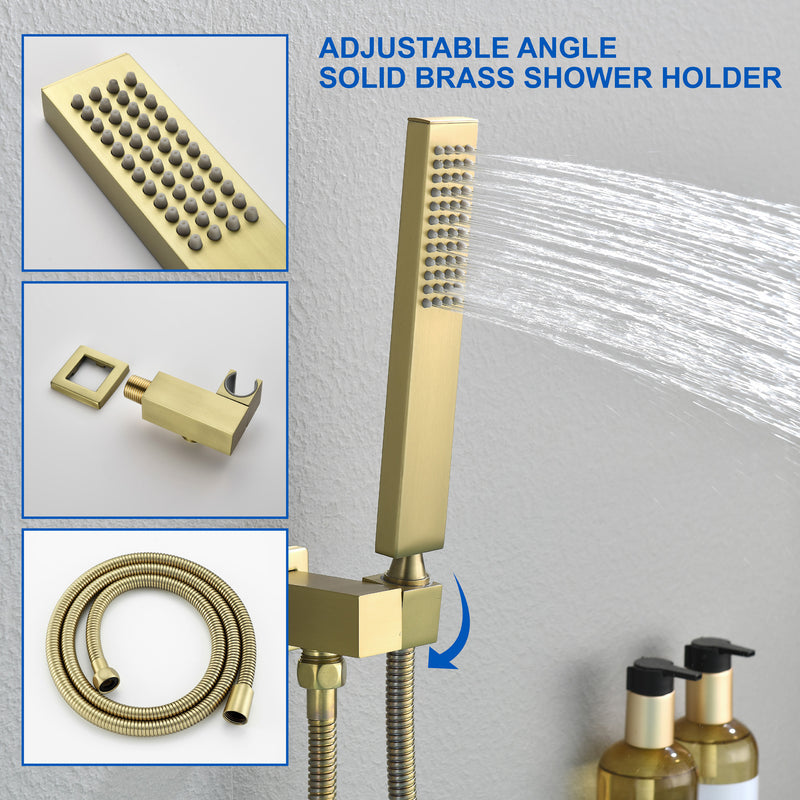 Bathroom Shower System Rainfall Handheld Shower With Faucet Set Tub Spout Wall Mounted Shower Head Trim Kit With Rough-In Valve