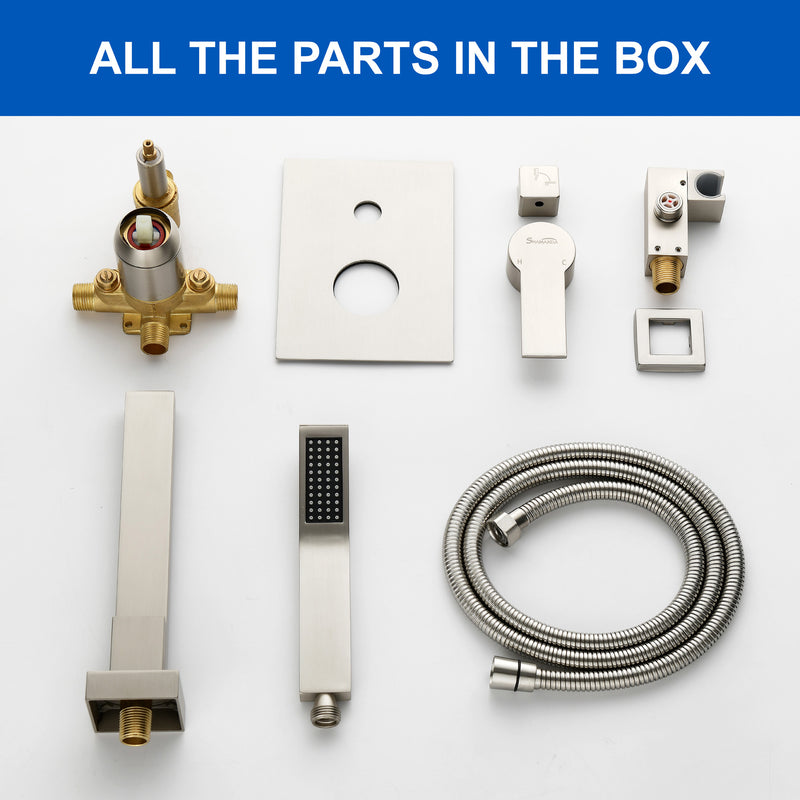 Bathroom Shower System Rainfall Handheld Shower With Faucet Set Tub Spout Wall Mounted Shower Head Trim Kit With Rough-In Valve