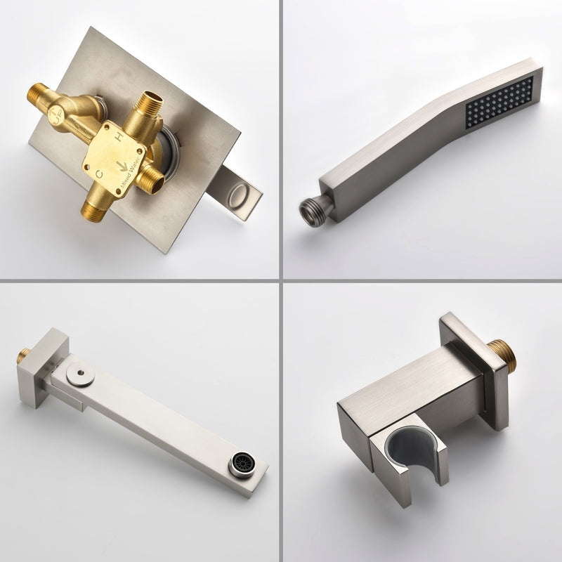 Bathroom Shower System Rainfall Handheld Shower With Faucet Set Tub Spout Wall Mounted Shower Head Trim Kit With Rough-In Valve