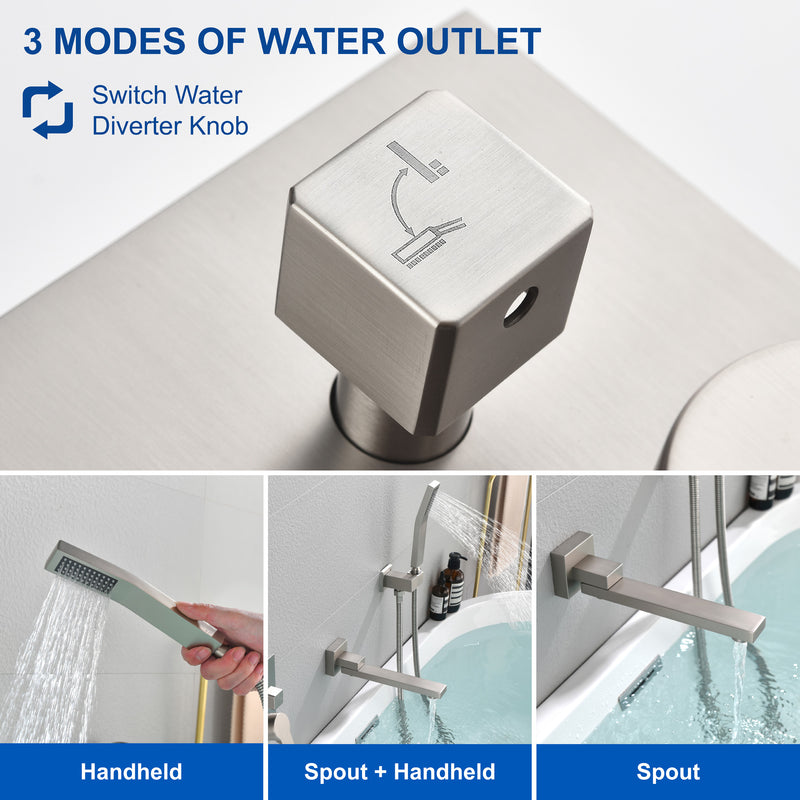 Bathroom Shower System Rainfall Handheld Shower With Faucet Set Tub Spout Wall Mounted Shower Head Trim Kit With Rough-In Valve