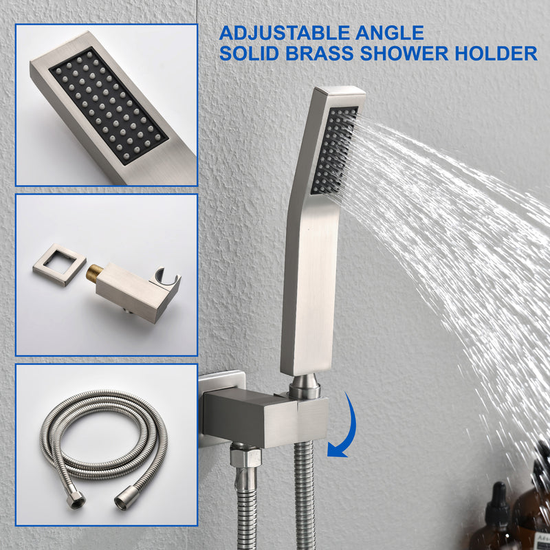 Bathroom Shower System Rainfall Handheld Shower With Faucet Set Tub Spout Wall Mounted Shower Head Trim Kit With Rough-In Valve