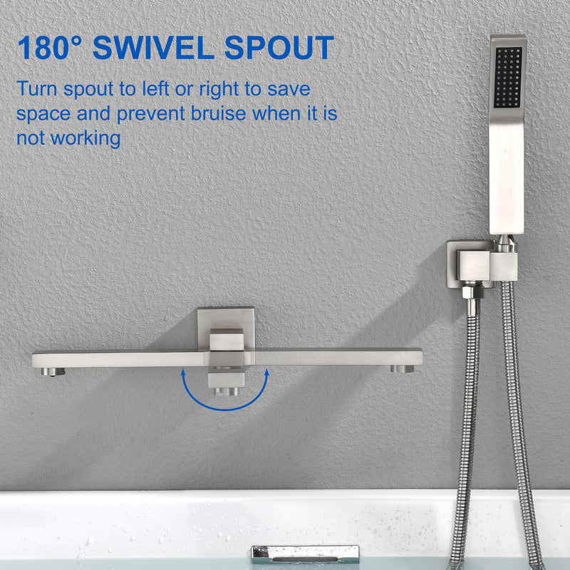 Bathroom Shower System Rainfall Handheld Shower With Faucet Set Tub Spout Wall Mounted Shower Head Trim Kit With Rough-In Valve