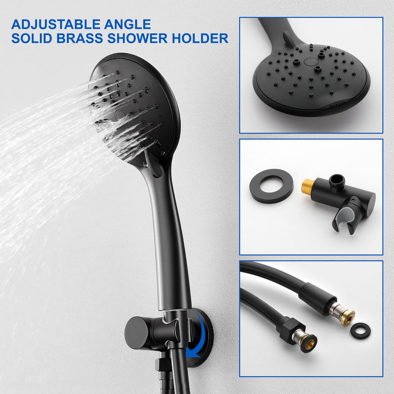 2 Way Shower System with 12 inch Round Overhead Shower and 5-Setting Handheld Shower Head