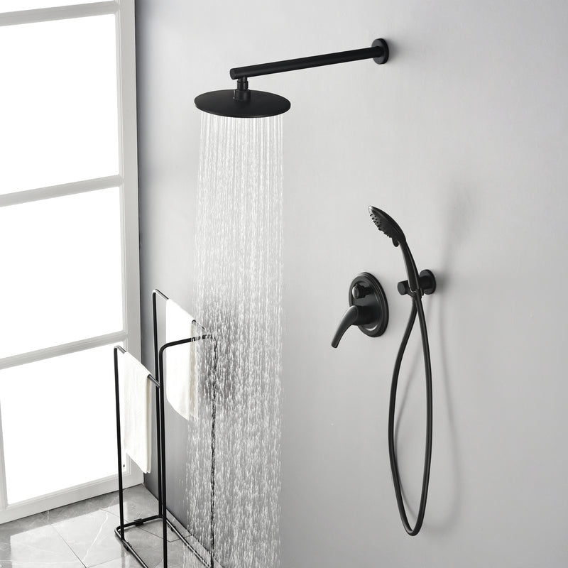 Wall Mounted Shower System Set with 9" Rain Shower head and 5-Setting High Pressure Handheld Shower