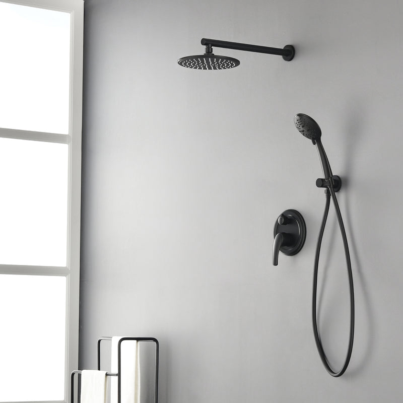 Wall Mounted Shower System Set with 9" Rain Shower head and 5-Setting High Pressure Handheld Shower