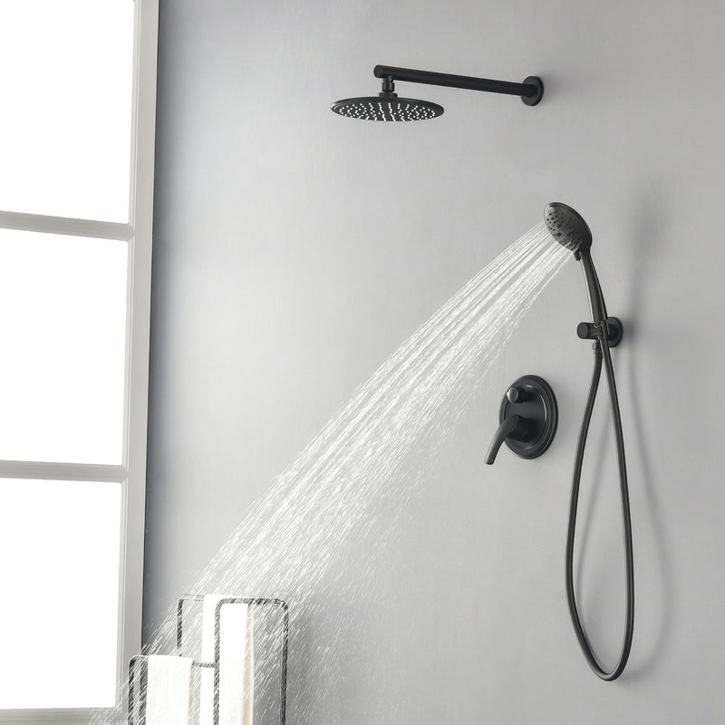 Wall Mounted Shower System Set with 9" Rain Shower head and 5-Setting High Pressure Handheld Shower