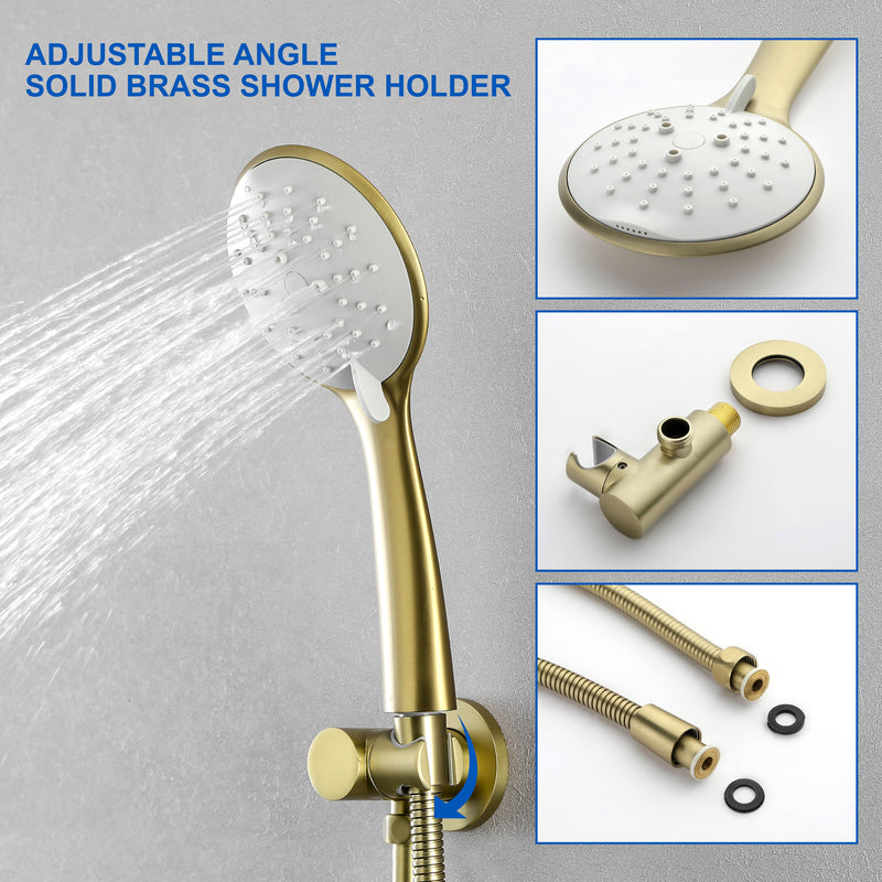 2 Way Shower System with 12 inch Round Overhead Shower and 5-Setting Handheld Shower Head