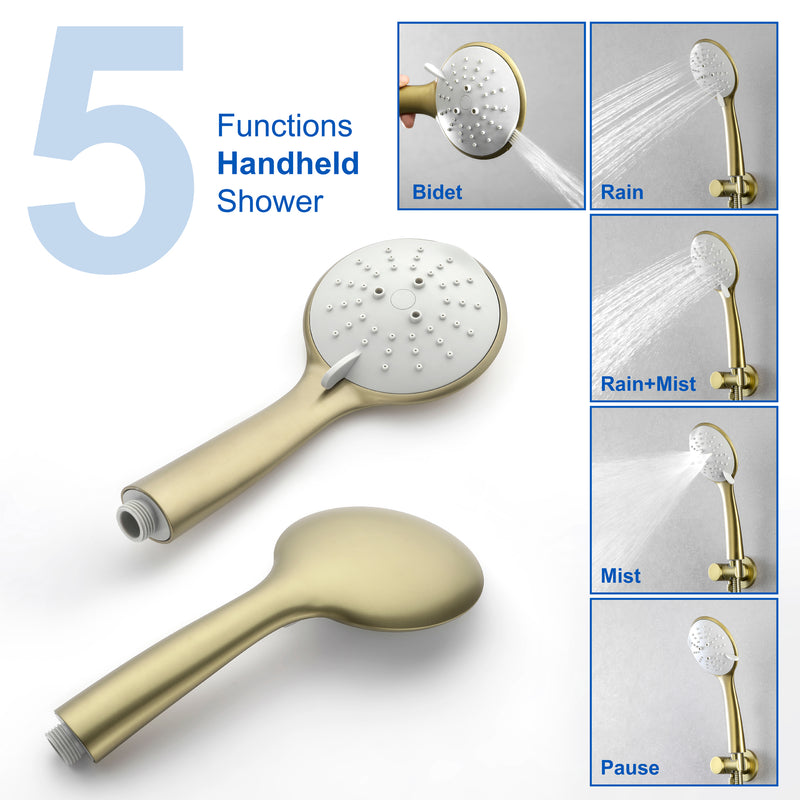 2 Way Shower System with 12 inch Round Overhead Shower and 5-Setting Handheld Shower Head