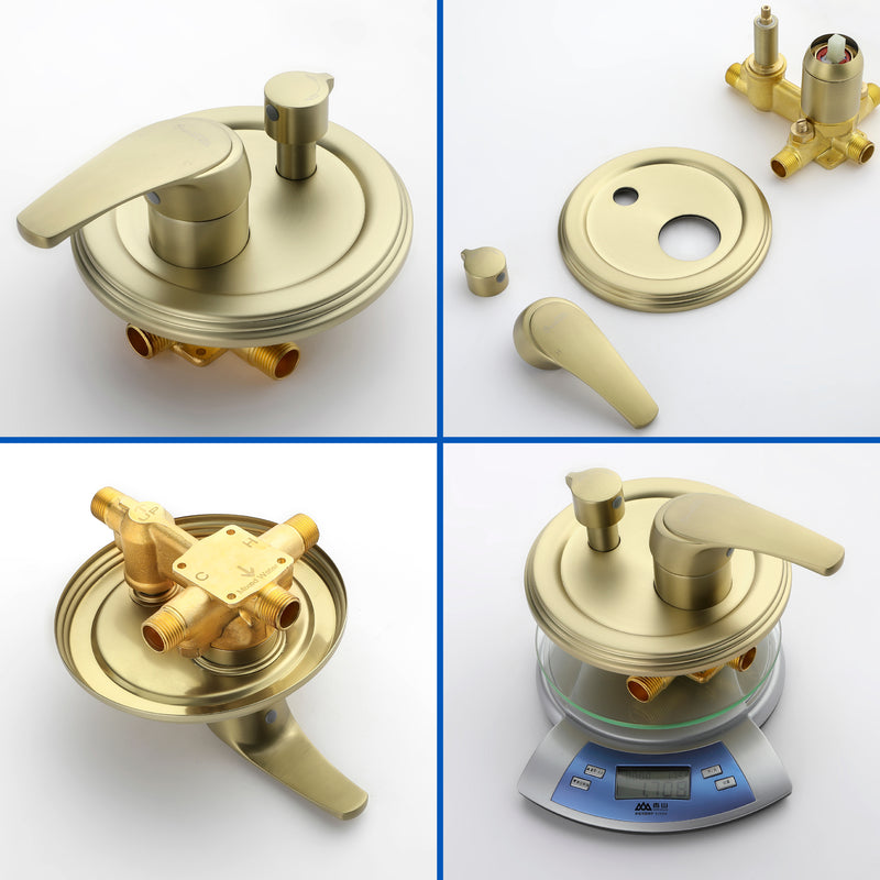 2 Way Shower System with 12 inch Round Overhead Shower and 5-Setting Handheld Shower Head