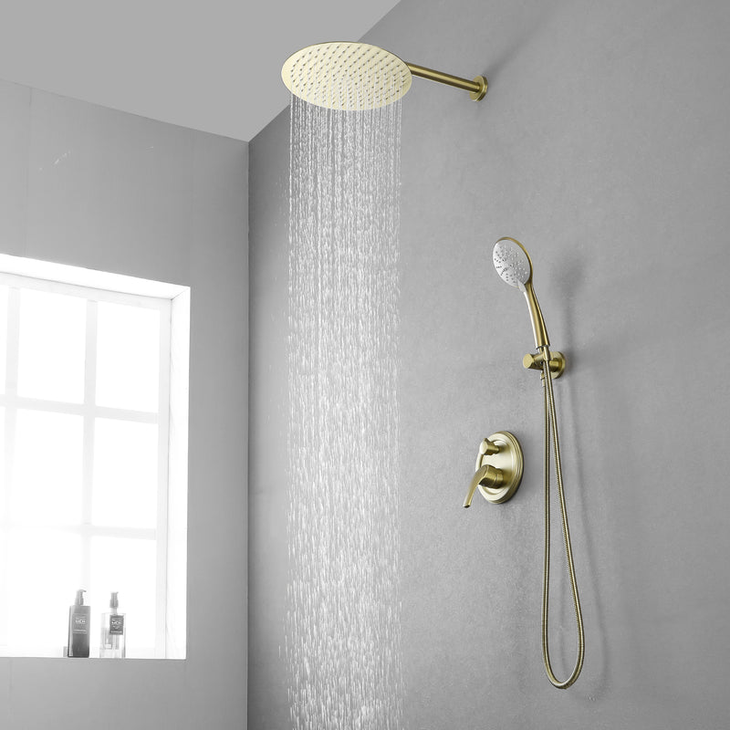 2 Way Shower System with 12 inch Round Overhead Shower and 5-Setting Handheld Shower Head