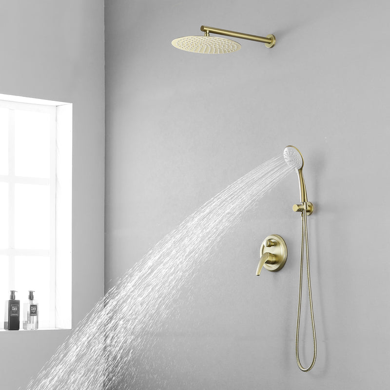 2 Way Shower System with 12 inch Round Overhead Shower and 5-Setting Handheld Shower Head