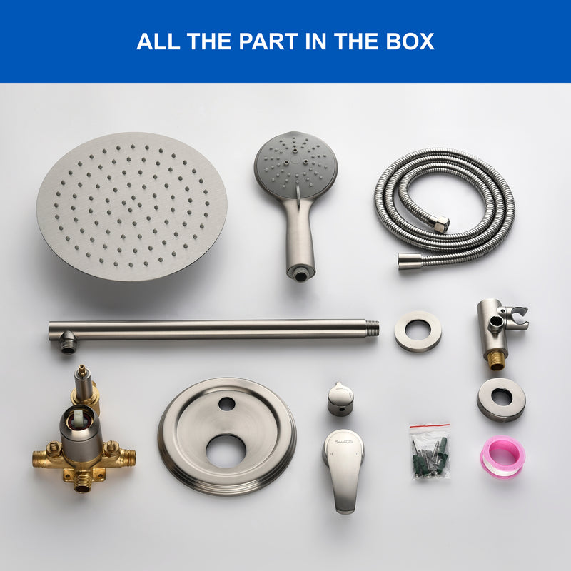 Wall Mounted Shower System Set with 9" Rain Shower head and 5-Setting High Pressure Handheld Shower