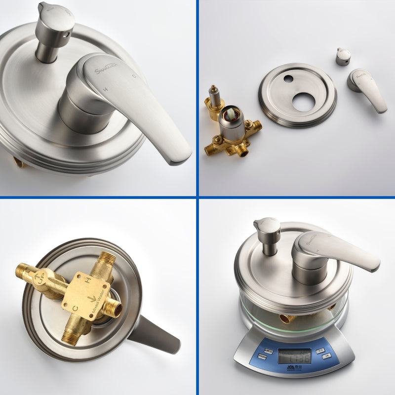 Wall Mounted Shower System Set with 9" Rain Shower head and 5-Setting High Pressure Handheld Shower