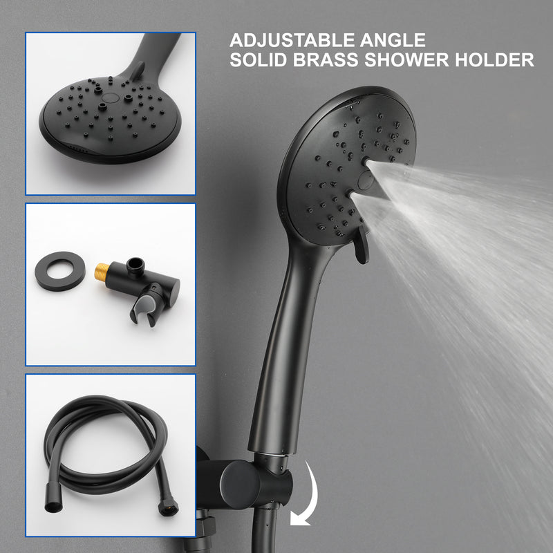 Ceiling-mounted Shower System with 12" Square Rain Shower Head and 5-Setting High Pressure Handheld Shower