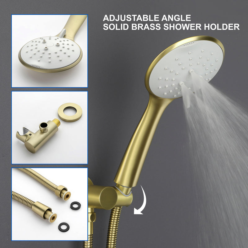 Ceiling-mounted Shower System with 12" Square Rain Shower Head and 5-Setting High Pressure Handheld Shower