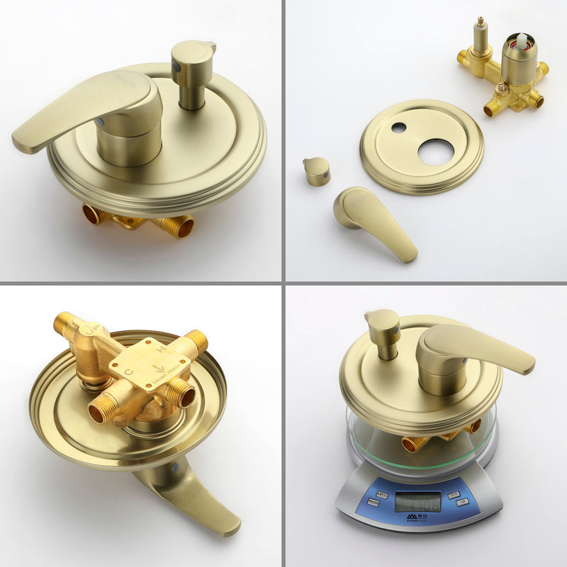 Ceiling-mounted Shower System with 12" Square Rain Shower Head and 5-Setting High Pressure Handheld Shower