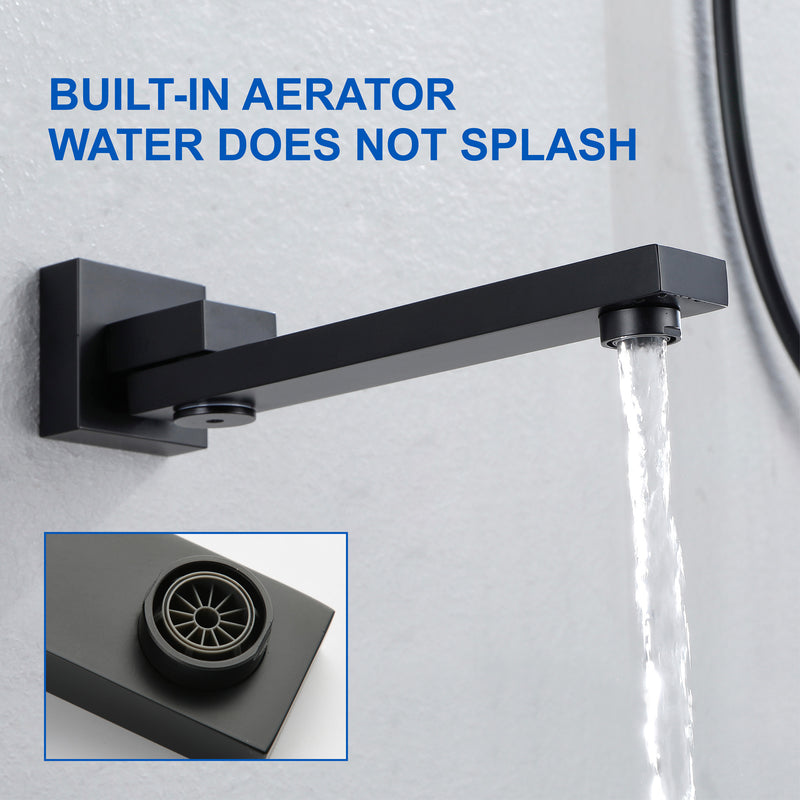 3-Function Concealed Shower Mixer with 10-Inch Rainfall Shower Head, High Pressure Handheld Shower & Tub Spout - Matte Black, Brushed Nickel, Brushed Gold