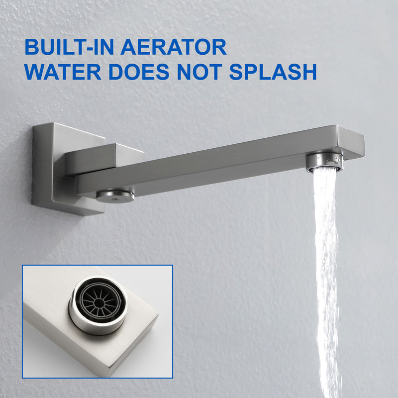 3-Way Bath and Shower Faucet 12" Rainfall Shower Head Faucet with Handheld Spray & 180 Degree Swivel Tub Spout Tap