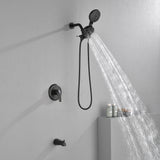 Shower Faucets Sets Complete with Tub & Valve, 48 Setting Dual 2-in-1 High Pressure Rain & Handheld Shower Head System with 3-Way Water Diverter & Shower Trim Kit