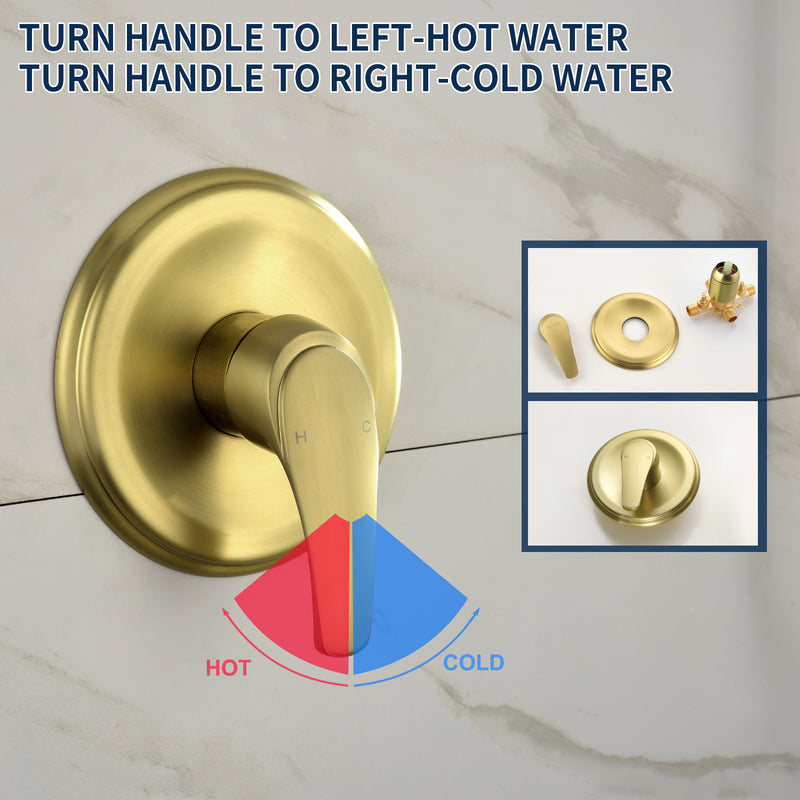 Shower Faucets Sets Complete with Tub Spout & Valve, 7 Modes Dual 2-in-1 High Pressure Rain & Handheld Shower Head System with 3-Way Water Diverter & Shower Trim Kit