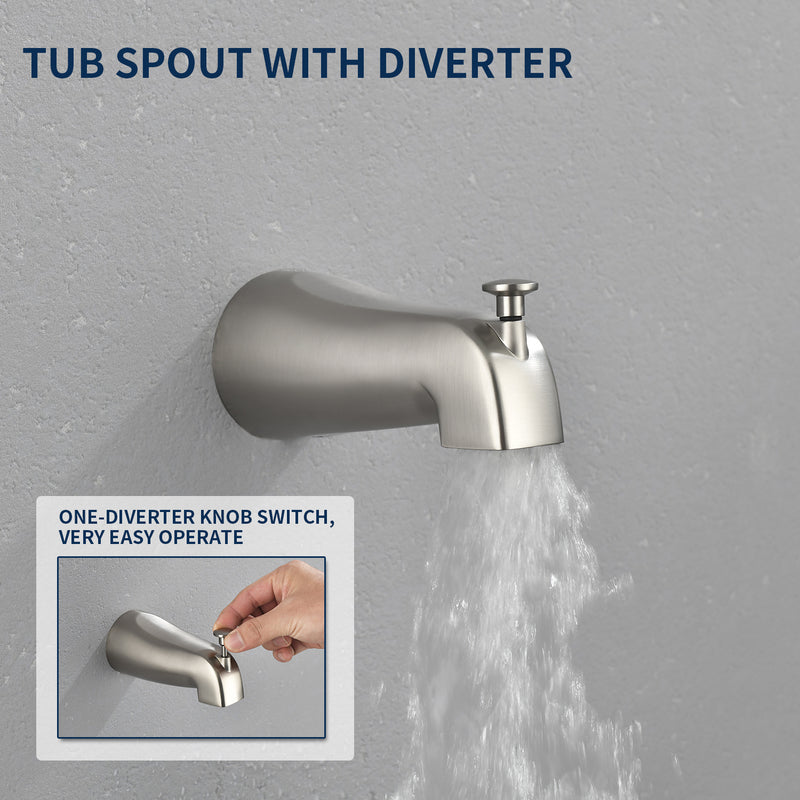 Shower Faucets Sets Complete with Tub Spout & Valve, 7 Modes Dual 2-in-1 High Pressure Rain & Handheld Shower Head System with 3-Way Water Diverter & Shower Trim Kit