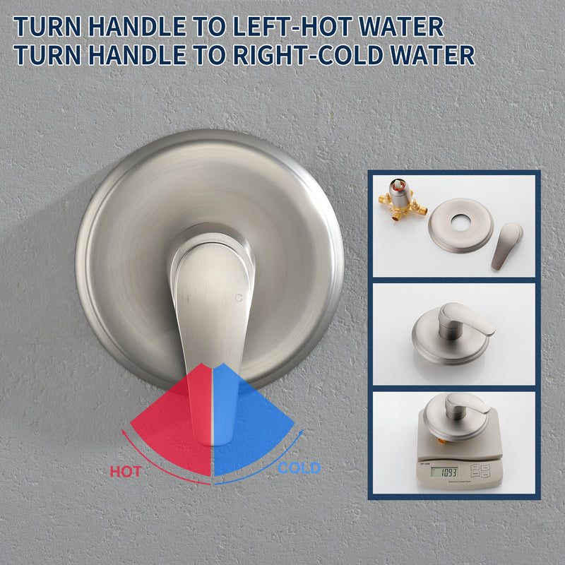 Shower Faucets Sets Complete with Tub Spout & Valve, 7 Modes Dual 2-in-1 High Pressure Rain & Handheld Shower Head System with 3-Way Water Diverter & Shower Trim Kit