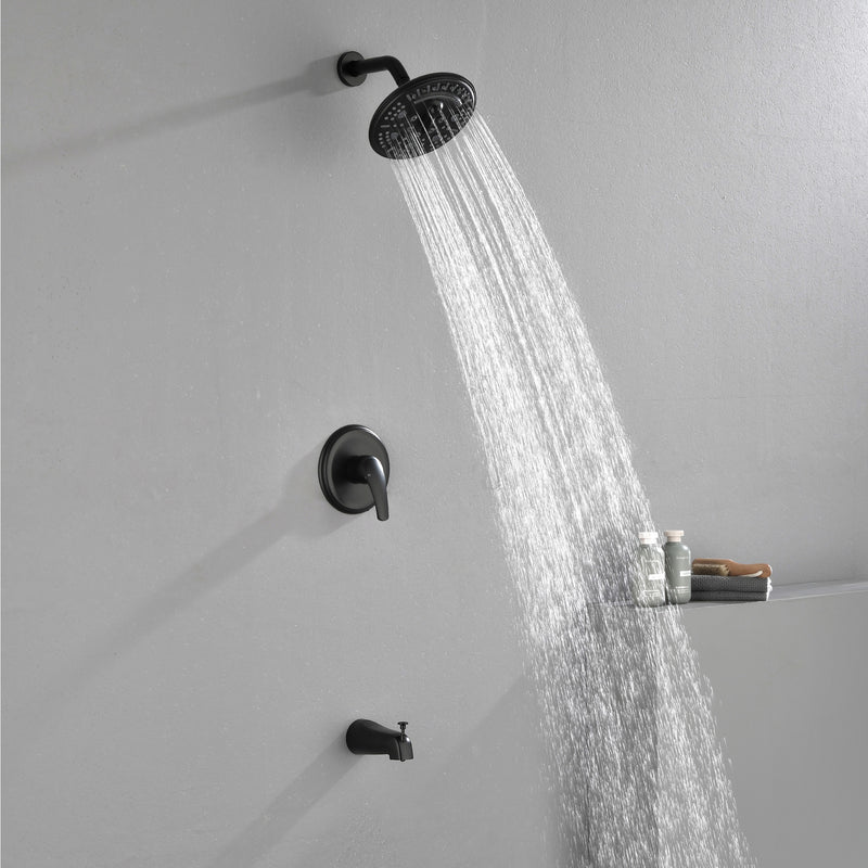 Tub and Shower Trim Kit with 8 Inches 6-mode Shower Head, Wall Mounted Rainfall Shower Combo Set with Diverter Tub Spout