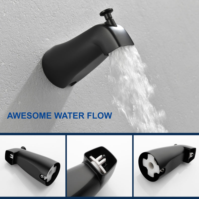 Tub and Shower Trim Kit with 8 Inches 6-mode Shower Head, Wall Mounted Rainfall Shower Combo Set with Diverter Tub Spout