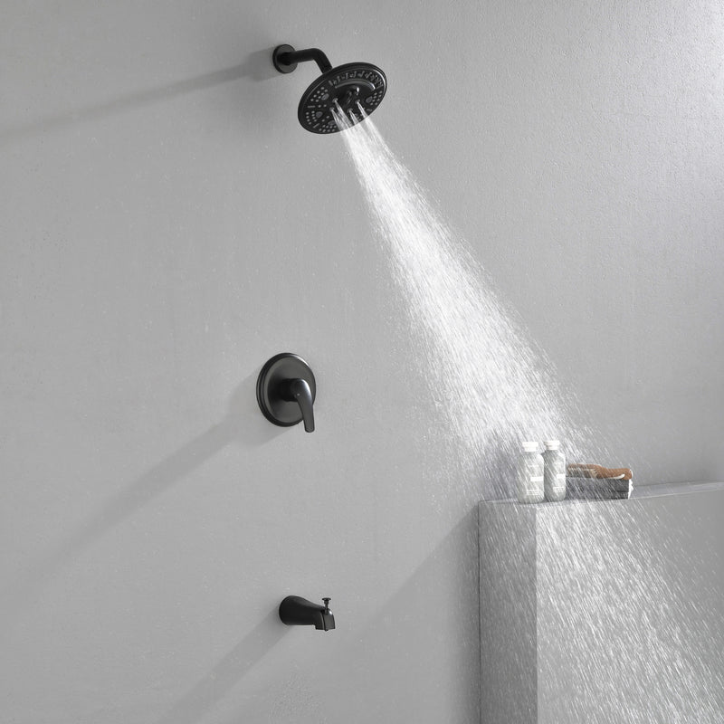Tub and Shower Trim Kit with 8 Inches 6-mode Shower Head, Wall Mounted Rainfall Shower Combo Set with Diverter Tub Spout