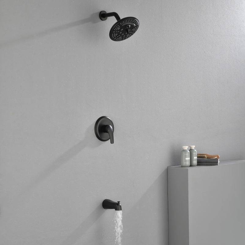 Tub and Shower Trim Kit with 8 Inches 6-mode Shower Head, Wall Mounted Rainfall Shower Combo Set with Diverter Tub Spout