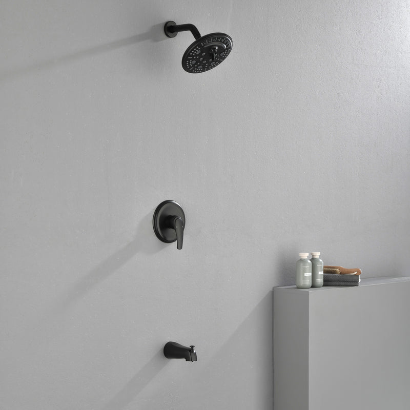 Tub and Shower Trim Kit with 8 Inches 6-mode Shower Head, Wall Mounted Rainfall Shower Combo Set with Diverter Tub Spout