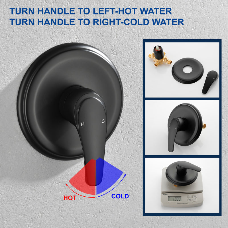 Tub and Shower Trim Kit with 8 Inches 6-mode Shower Head, Wall Mounted Rainfall Shower Combo Set with Diverter Tub Spout