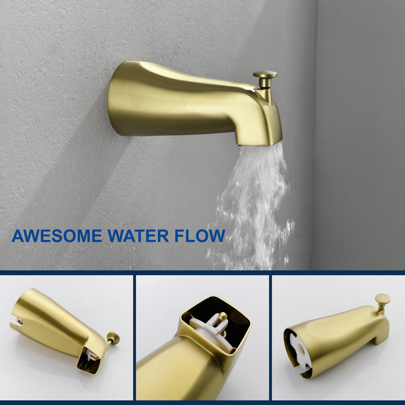 Tub and Shower Trim Kit with 8 Inches 6-mode Shower Head, Wall Mounted Rainfall Shower Combo Set with Diverter Tub Spout