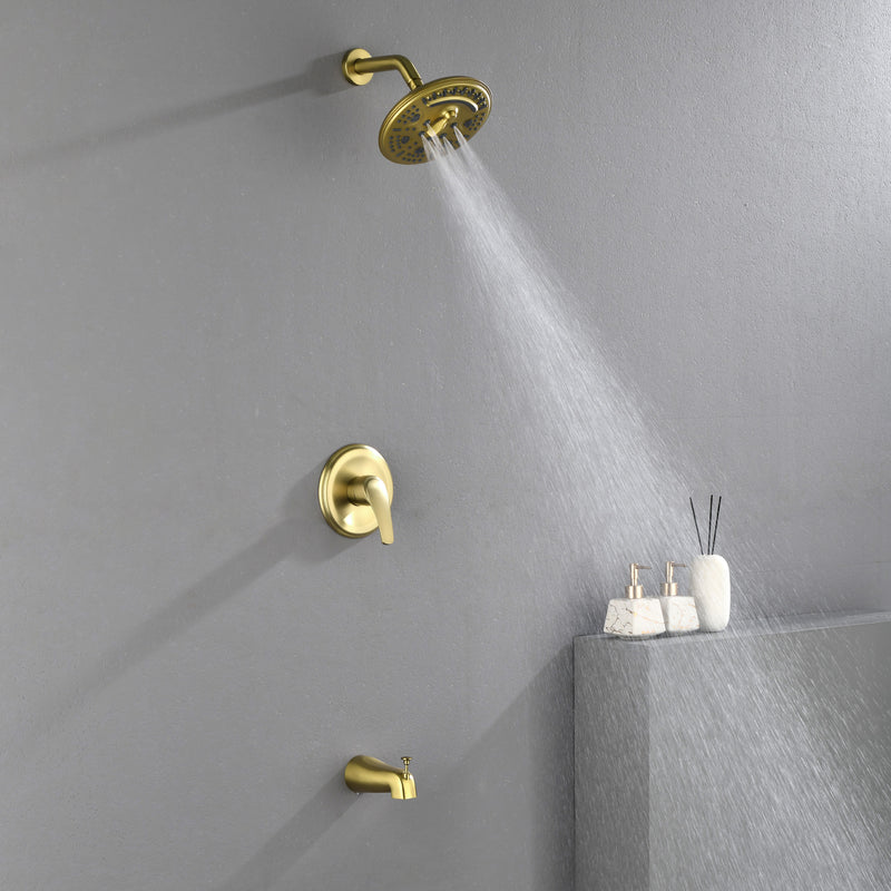 Tub and Shower Trim Kit with 8 Inches 6-mode Shower Head, Wall Mounted Rainfall Shower Combo Set with Diverter Tub Spout