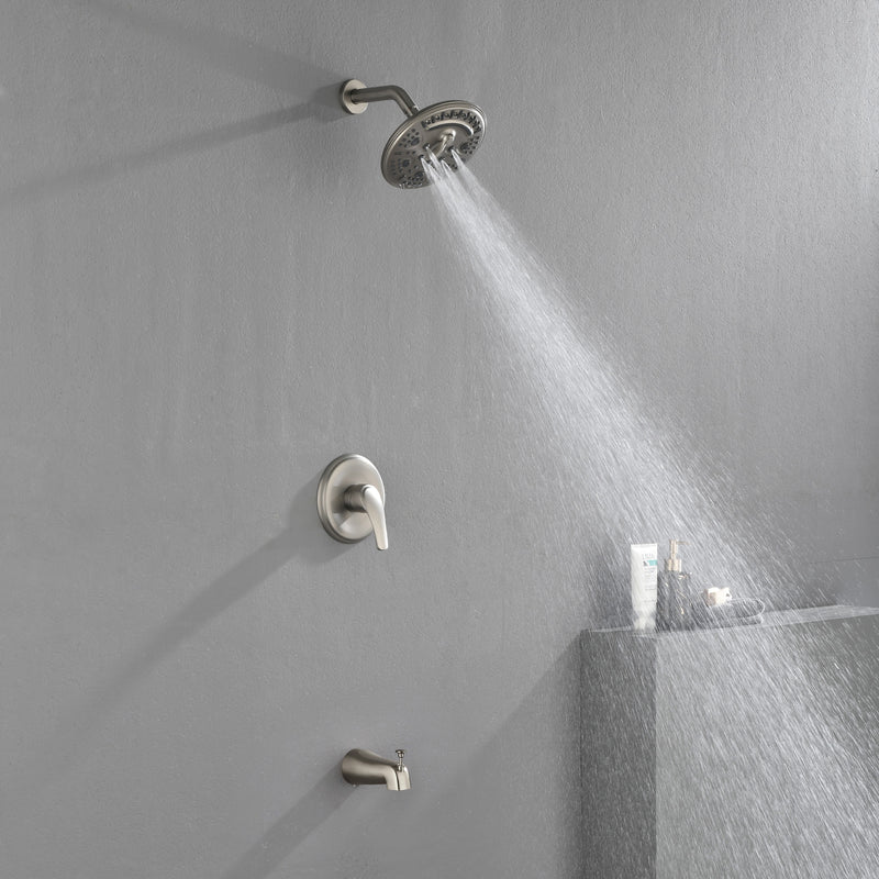 Tub and Shower Trim Kit with 8 Inches 6-mode Shower Head, Wall Mounted Rainfall Shower Combo Set with Diverter Tub Spout