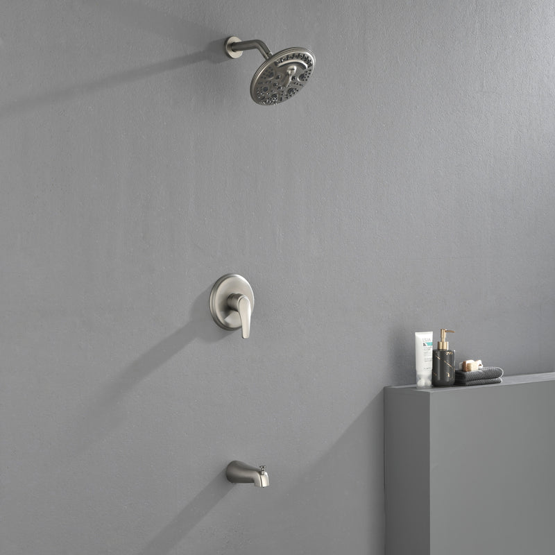 Tub and Shower Trim Kit with 8 Inches 6-mode Shower Head, Wall Mounted Rainfall Shower Combo Set with Diverter Tub Spout