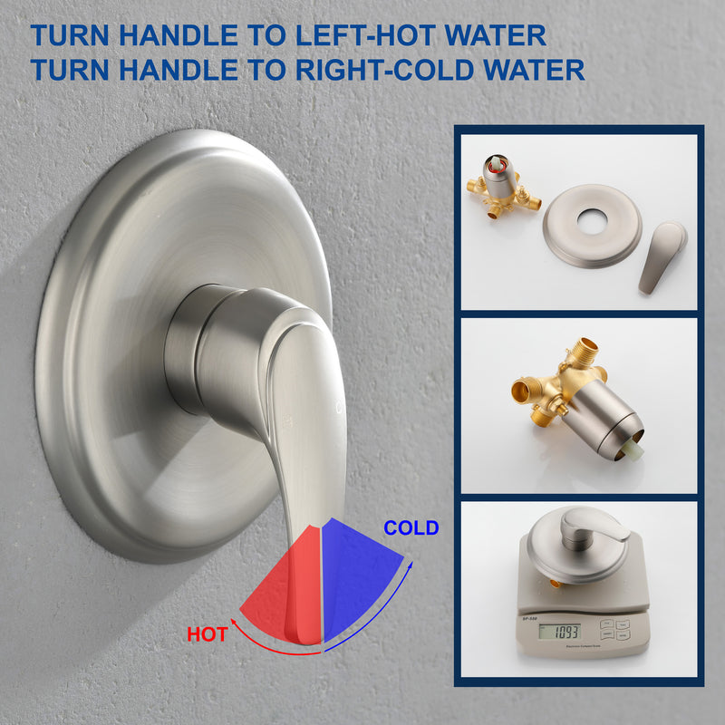 Tub and Shower Trim Kit with 8 Inches 6-mode Shower Head, Wall Mounted Rainfall Shower Combo Set with Diverter Tub Spout