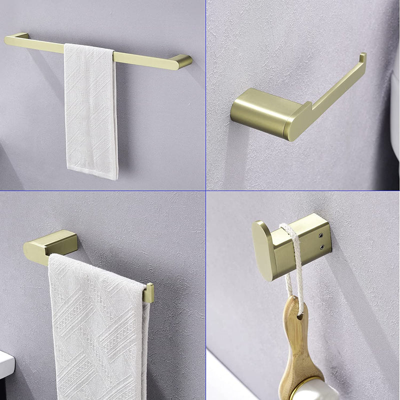 Bathroom Hardware Set, Wall Mount 4-Piece Bath Accessory Towel Rack Set In Brushed Gold, Brushed Nickel, Matte Black