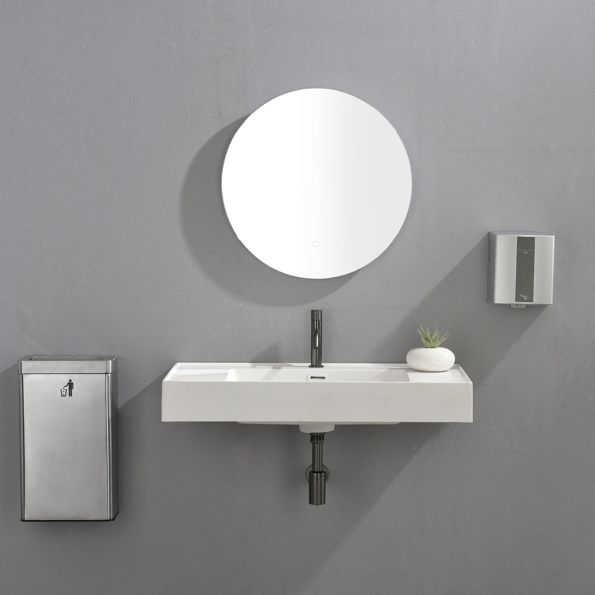 24 Inch Round Bathroom LED Lighted Mirror, Wall Mounted Vanity Makeup –  SHAMANDA
