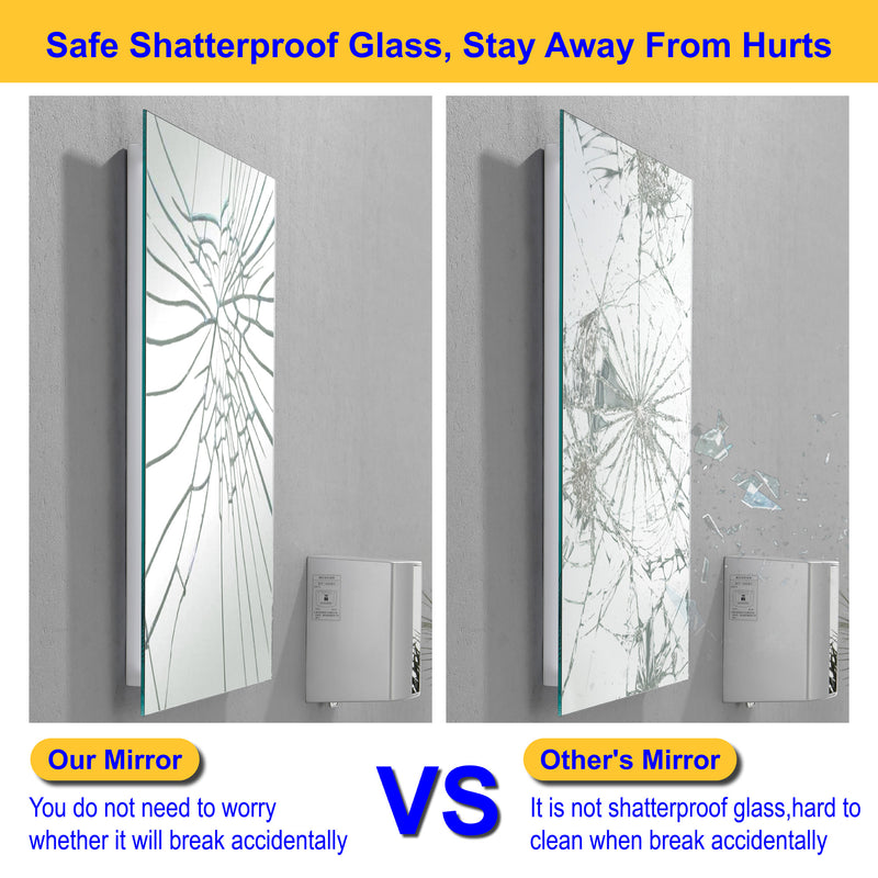 LED Bathroom Mirror 20"*28" Lighted Vanity Makeup Mirror with Front Light, Wall Mounted Dimmable Mirrors with Anti-Fog, Memory Function (Horizontal/Vertical)